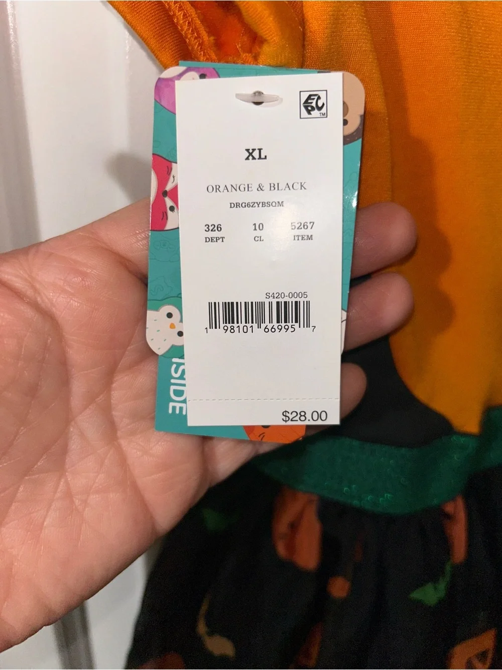 Squishmallows Orange Hooded Pumpkin Dress with Green Waistband